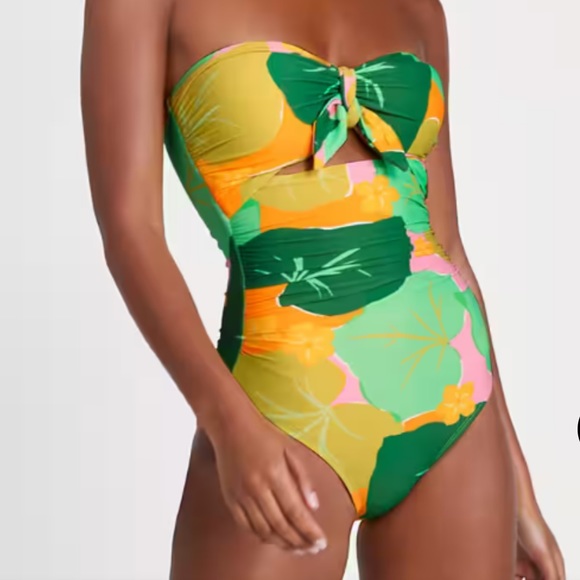 kate spade Other - Kate Spade Cucumber Floral Tie Bandeau One-Piece